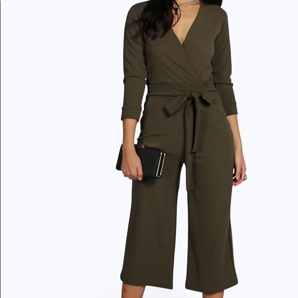 Boohoo Jenny Roll Sleeve Relaxed Culottes Jumpsuit